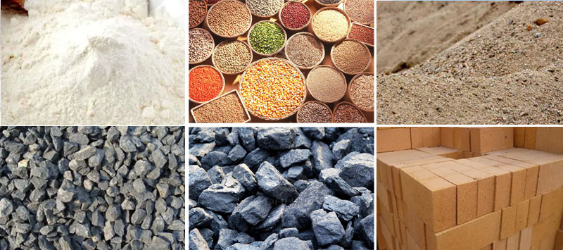 風(fēng)冷式直線振動篩可篩分物料有：耐火材料，糧食，沙土，石子等。