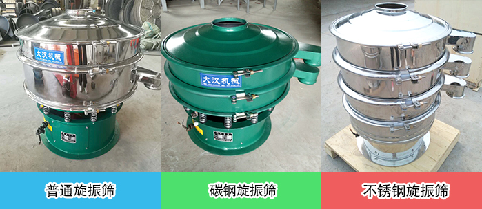 醫藥振動篩常見材質展示：碳鋼＋不銹鋼，不銹鋼，碳鋼等材質展示