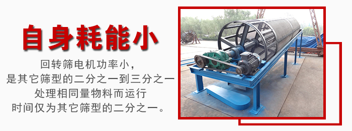 滾筒篩耗能小，使用壽命長，維修方便
